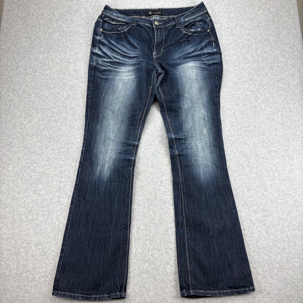 Love Nation Jeans Womens Plus 14 Blue Bootcut Embellished Y2K Western Whiskered